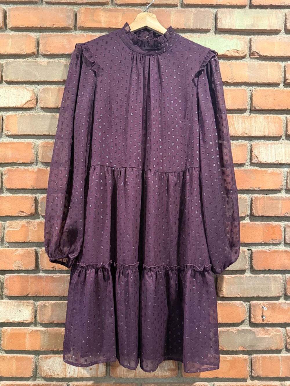 Harper Rose Plum Ruffled Dot Dress